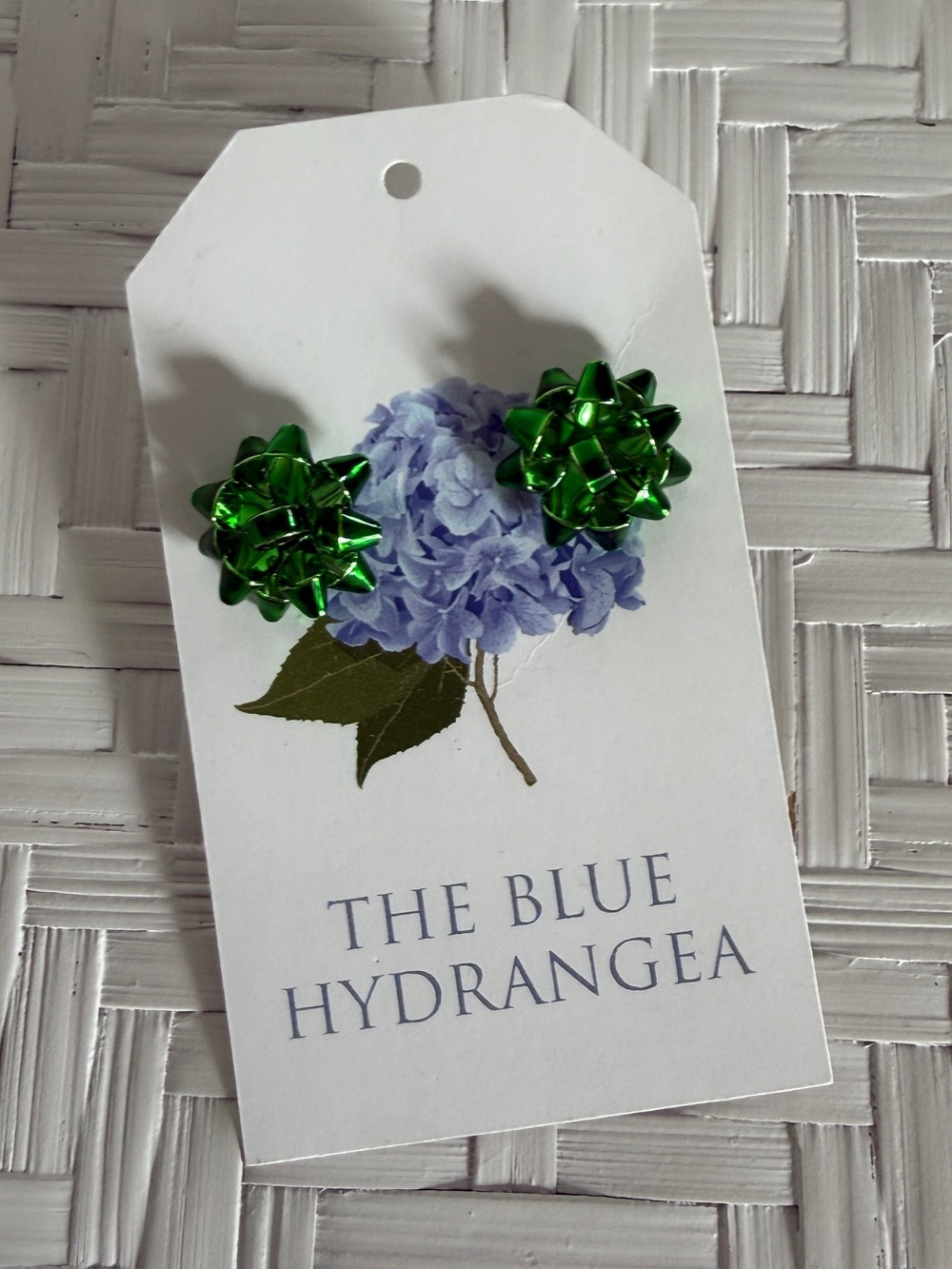Green Bow Stud Earrings